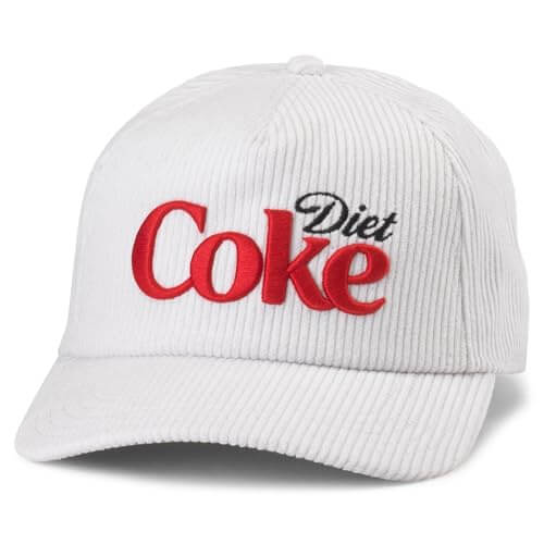 AMERICAN NEEDLE Officially Licensed Coca-Cola Hat, Diet Coke Balsam Corduroy Cap, Snapback, Authentic, New White