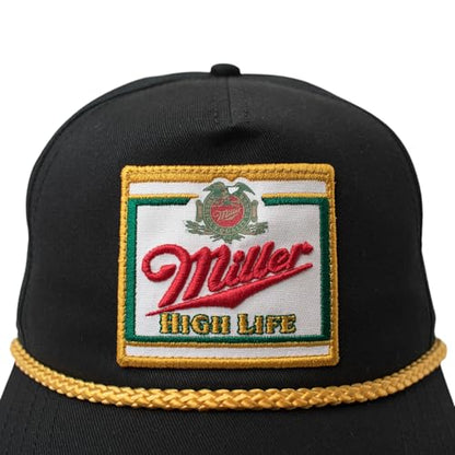 AMERICAN NEEDLE Miller High Life Beer Adjustable Snapback Baseball Hat (23008B-MHL-WHKL) Black/Gold