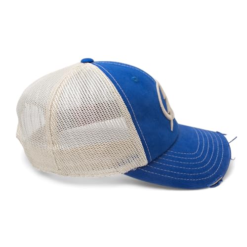 AMERICAN NEEDLE Officially Licensed NHL Hockey Orville Team Hat, Distressed, Dad Cap, Adjustable, Authentic New (Tampa Bay Lightning (Royal/Stone))