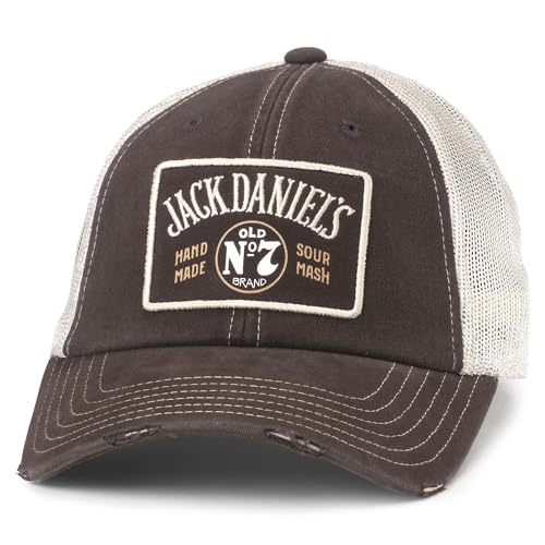 AMERICAN NEEDLE Jack Daniel's Whiskey Orville Adjustable Snapback Baseball Hat, Stone/Black (23001A-JACKD-STBK)