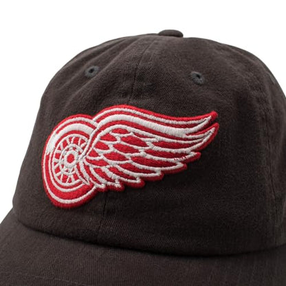 AMERICAN NEEDLE NHL Detroit Red Wings Hockey Team New Raglan Adjustable Baseball Hat, Black (36672B-DRW-BLK)