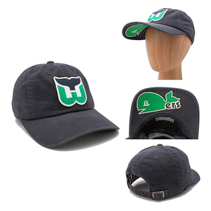 AMERICAN NEEDLE NHL Hartford Whalers Hockey Team New Raglan Adjustable Baseball Hat, Navy (36672B-HAW-NVY)