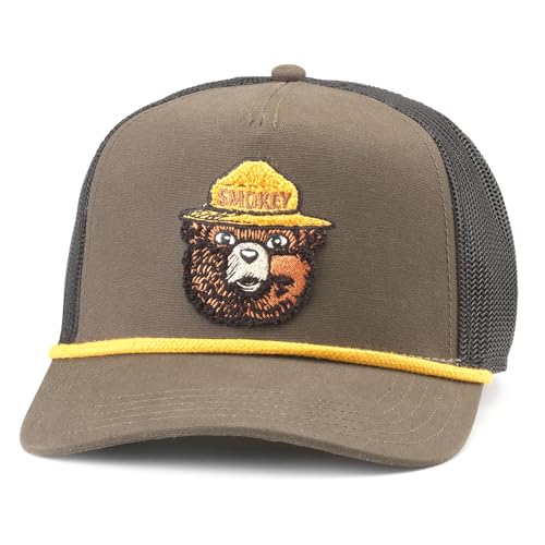 AMERICAN NEEDLE Smokey The Bear Back Country Snapback Baseball Hat, Black/Army (24008A-SMOKEY-BLAR)