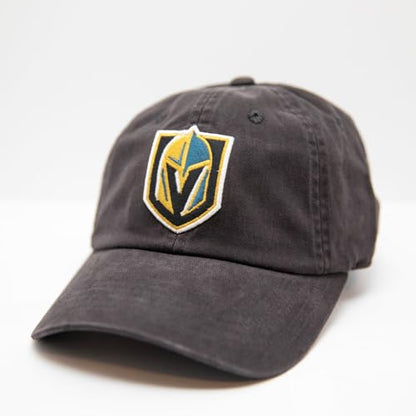 AMERICAN NEEDLE NHL Vegas Golden Knights Hockey Team New Raglan Adjustable Baseball Hat, Black (36672B-VGK-BLK)