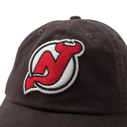 AMERICAN NEEDLE NHL New Jersey Devils Hockey Team New Raglan Adjustable Baseball Hat, Black (36672B-NJD-BLK)