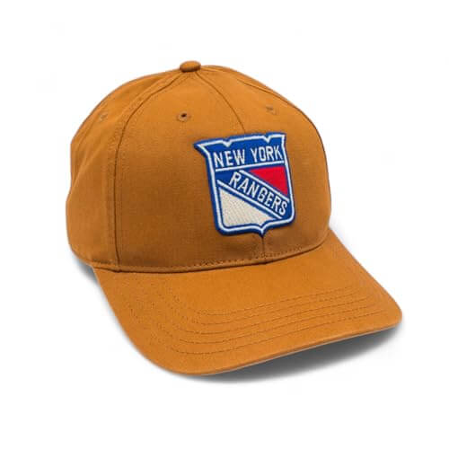 AMERICAN NEEDLE Officially Licensed NHL HEPCAT Strapback Cap, National Hockey League New York Rangers Team HAT, Hazel Brown, Authentic, New