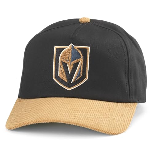 AMERICAN NEEDLE Vegas Golden Knights NHL Burnett Adjustable Snapback Baseball Hat, Black/Old Gold (23020B-VGK-BLOG)