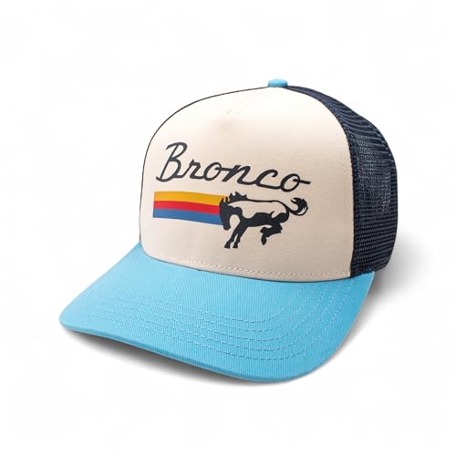 AMERICAN NEEDLE Sinclair Ford Bronco Adjustable Snapback Trucker Baseball Hat Navy Ivory Light Blue