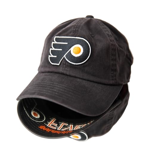 AMERICAN NEEDLE NHL Philadelphia Flyers Hockey Team New Raglan Adjustable Baseball Hat, Black (36672B-PF-BLK)