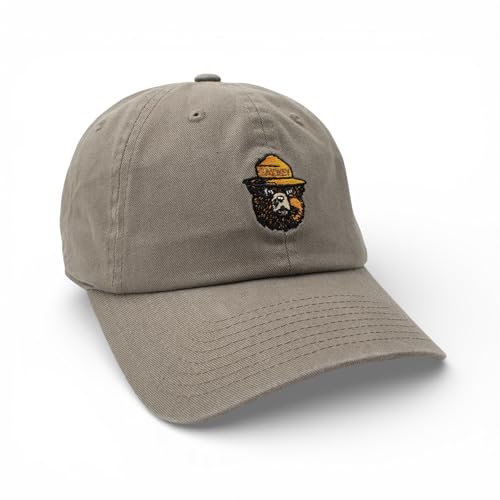 AMERICAN NEEDLE Smokey Bear Adjustable Buckle Strap Baseball Hat, Washed Micro Slouch Collection, Moss (PI023A-SMOKEY-MOSS)