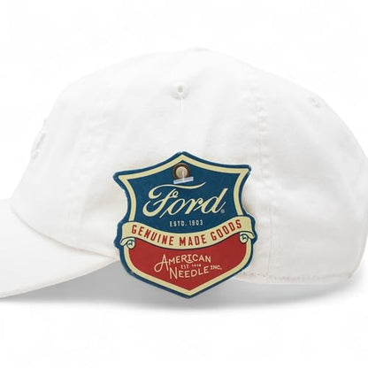 AMERICAN NEEDLE Ford Motor Co Classic Script Baseball Hat, White, PI010A Adjustable New