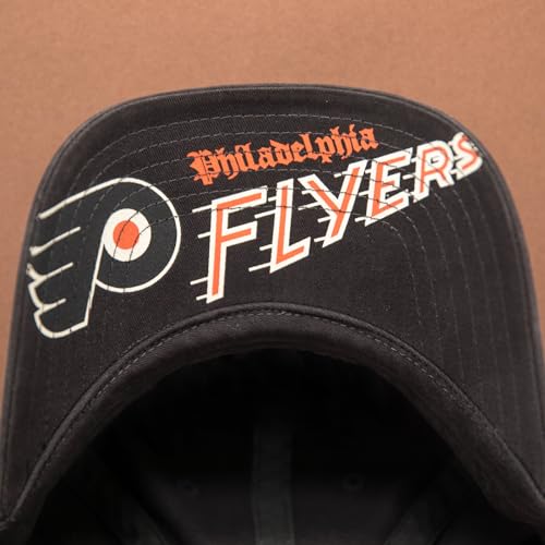 AMERICAN NEEDLE NHL Philadelphia Flyers Hockey Team New Raglan Adjustable Baseball Hat, Black (36672B-PF-BLK)