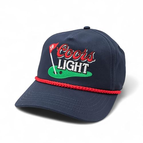 AMERICAN NEEDLE Officially Licensed COORS Light Golf HAT, Embroidered Rope Cap, Snapback, Navy/RED, Authentic, New