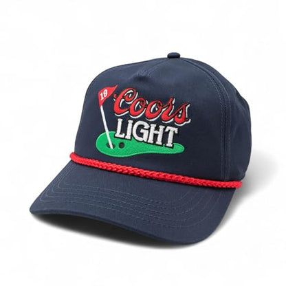 AMERICAN NEEDLE Officially Licensed COORS Light Golf HAT, Embroidered Rope Cap, Snapback, Navy/RED, Authentic, New