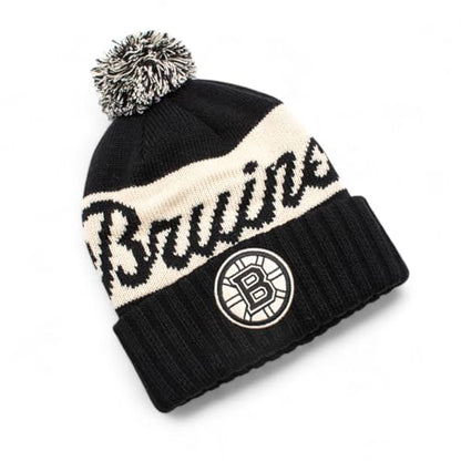 AMERICAN NEEDLE Officially Licensed NHL Adeline Pom Knit Beanie, Boston Bruins Winter Hat, Authentic, New