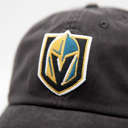 AMERICAN NEEDLE NHL Vegas Golden Knights Hockey Team New Raglan Adjustable Baseball Hat, Black (36672B-VGK-BLK)