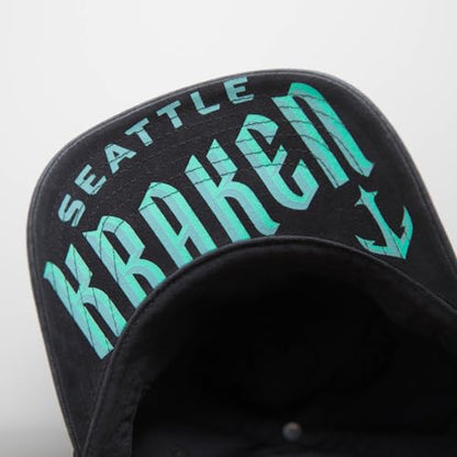 AMERICAN NEEDLE NHL Seattle Kraken Hockey Team New Raglan Adjustable Baseball Hat, Black (36672B-SEK-BLK)