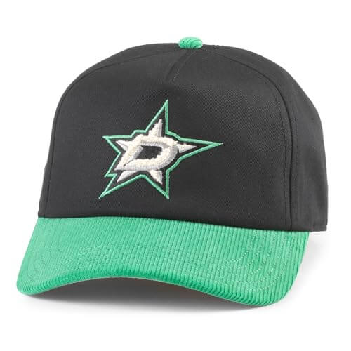 AMERICAN NEEDLE Dallas Stars NHL Burnett Adjustable Snapback Baseball Hat, Black/Kelly Green (23020A-DAS-BKKL)