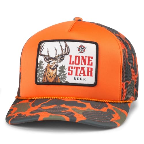 AMERICAN NEEDLE Lone Star Beer Mallard Foamy Adjustable Snapback Baseball Hat, Orange (24011A-LSTAR-ORG)