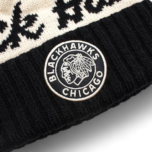 AMERICAN NEEDLE Officially Licensed NHL Adeline Pom Knit Beanie, Chicago Blackhawks Winter Hat, Authentic, New