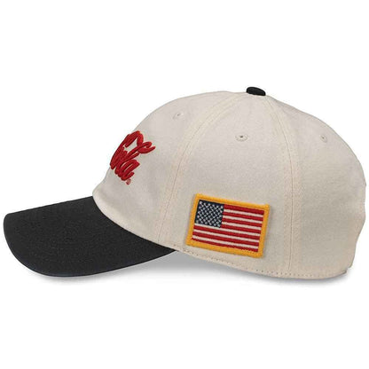 AMERICAN NEEDLE Coca-Cola United Slouch Hat Ivory Black Coke 1920A Adjustable Baseball Cap OSFA