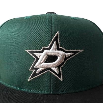AMERICAN NEEDLE Officially Licensed NHL Dallas Stars Team Hat, Embroidered Logo, Flat Brim, Snapback Green/Black