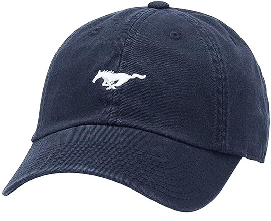 AMERICAN NEEDLE Micro Slouch Casual Baseball Dad Hat Ford Mustang, Navy Blue (FORD-1705B)