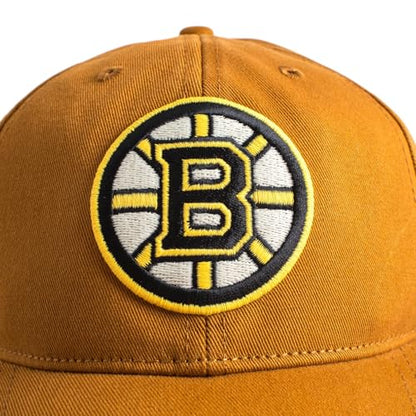 AMERICAN NEEDLE Officially Licensed NHL HEPCAT Strapback Cap, National Hockey League Boston Bruins Team HAT, Hazel Brown, Authentic, New