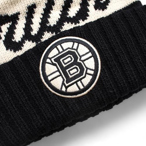 AMERICAN NEEDLE Officially Licensed NHL Adeline Pom Knit Beanie, Boston Bruins Winter Hat, Authentic, New