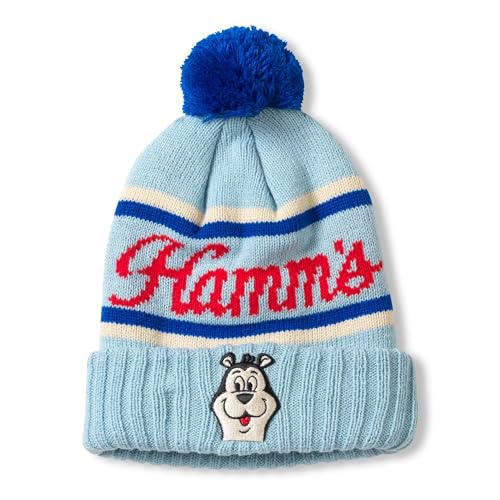 AMERICAN NEEDLE Unisex Hamms Beer Pillow Line Beanie Pom Cap (23012B-HAMMS-POWD)
