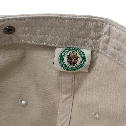 AMERICAN NEEDLE Smokey Bear Adjustable Buckle Strap Baseball Hat, Washed Micro Slouch Collection, Stone (PI023A-SMOKEY-STN)