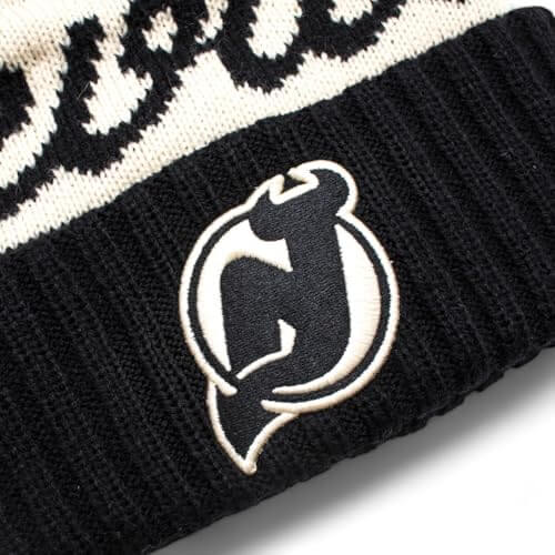 AMERICAN NEEDLE Officially Licensed NHL Adeline Pom Knit Beanie, New Jersey Devils Winter Hat, Authentic, New