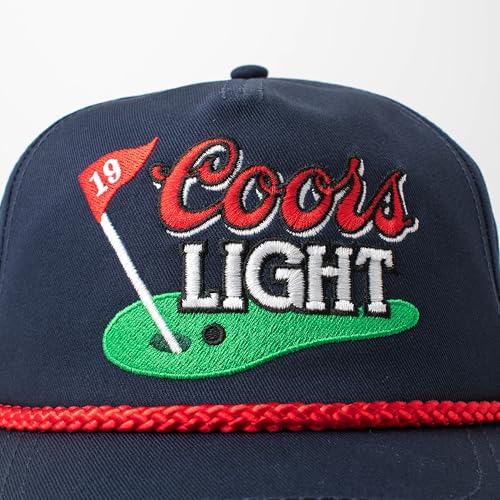 AMERICAN NEEDLE Officially Licensed COORS Light Golf HAT, Embroidered Rope Cap, Snapback, Navy/RED, Authentic, New