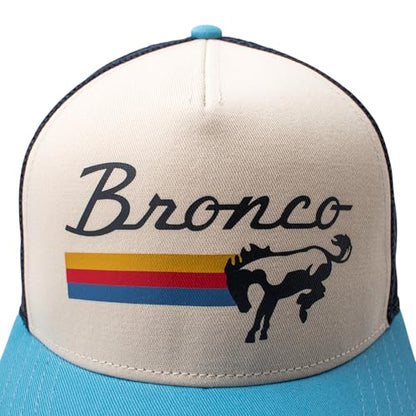 AMERICAN NEEDLE Sinclair Ford Bronco Adjustable Snapback Trucker Baseball Hat Navy Ivory Light Blue