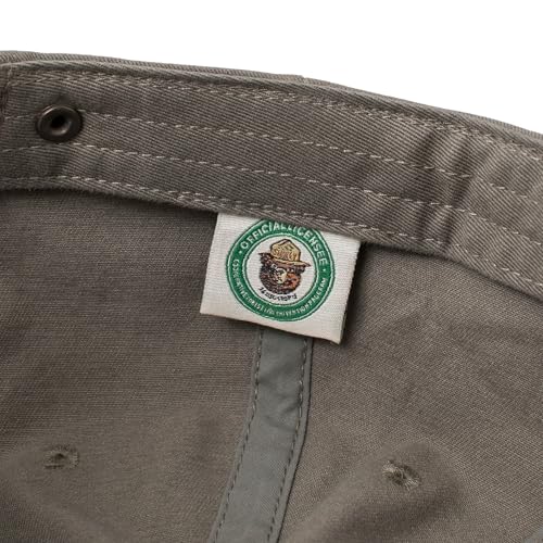 AMERICAN NEEDLE Smokey Bear Adjustable Buckle Strap Baseball Hat, Washed Micro Slouch Collection, Moss (PI023A-SMOKEY-MOSS)