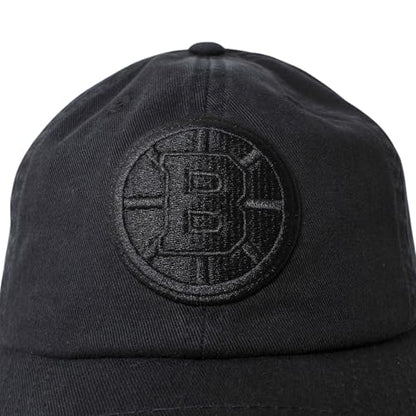 AMERICAN NEEDLE Boston Bruins NHL Blue Line Tonal Adjustable Dad Cap (Black)