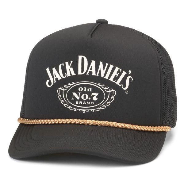 AMERICAN NEEDLE Jack Daniel's Whiskey Foamy Roscoe Adjustable Snapback Baseball Hat, Black (24007A-JACKD-BLK)