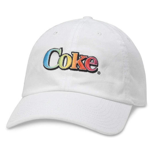 AMERICAN NEEDLE Prism Slouch Coca Cola Coke Casual Baseball Dad Hat (COKE-1921A-WHT) White