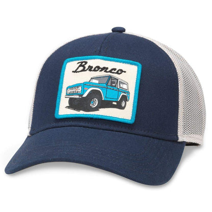 AMERICAN NEEDLE Ford Bronco Truck Adjustable Snapback Trucker Baseball Hat (42960A-BRONCO-INVY) Ivory/Navy