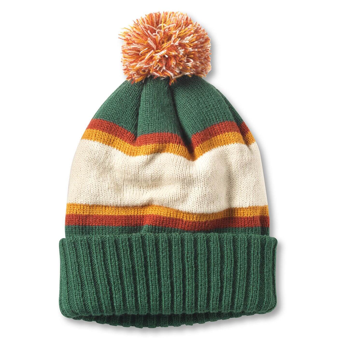 Mack Trucks Beanies: Green/Orange/Ivory Cuffed Knit Pom Beanie | Classic Brands