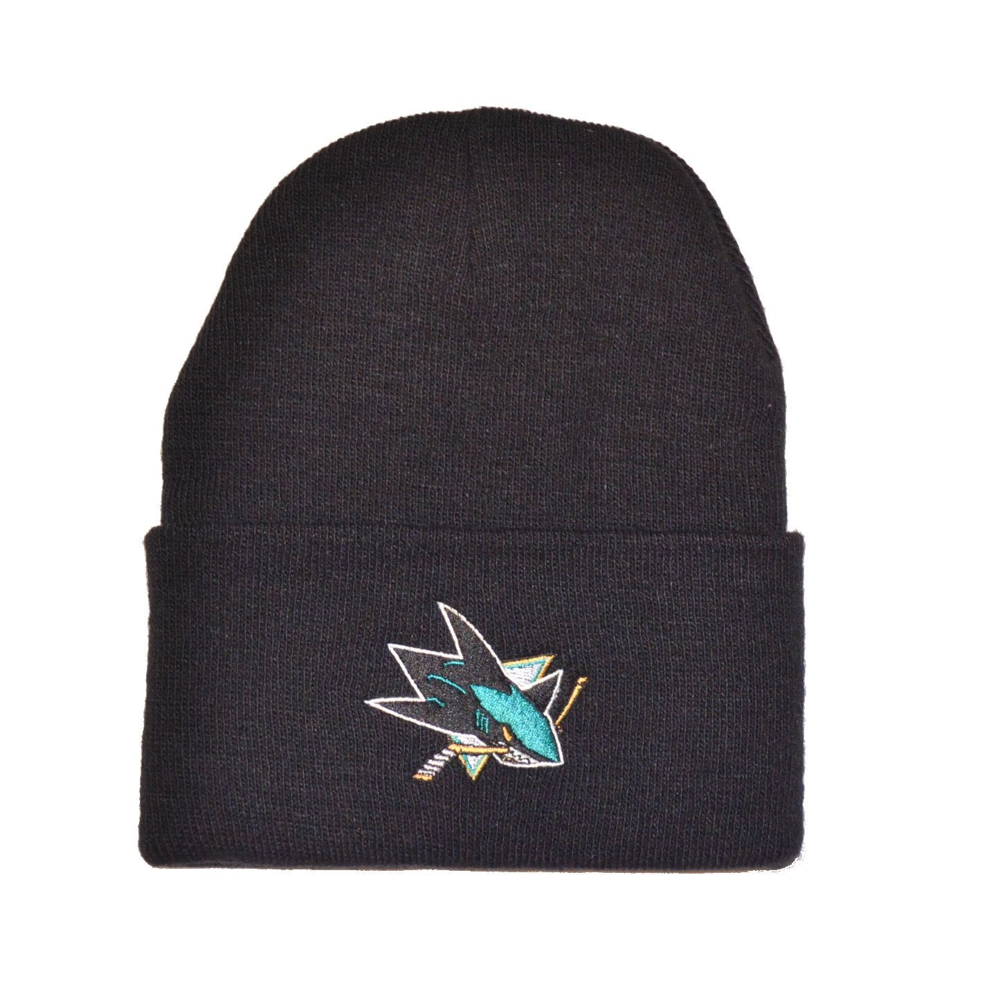 AMERICAN NEEDLE San Jose Sharks NHL Cuffed Knit Beanie Cap (21019B-SJS-BLK)