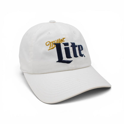 AMERICAN NEEDLE Officially Licensed Miller Lite Ballpark Slouch Strapback Adjustable Beer Hat, PI020A, Snow White, Authentic OSFA New