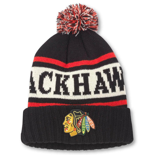 AMERICAN NEEDLE Chicago Blackhawks NHL Pillow Line Knit Beanie Cap (23012A-CBH-BLIR)