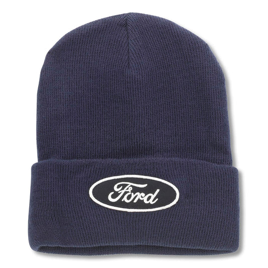 AMERICAN NEEDLE Ford Motor Company Cuffed Knit Beanie, Navy, One Size Fits Most (Navy)