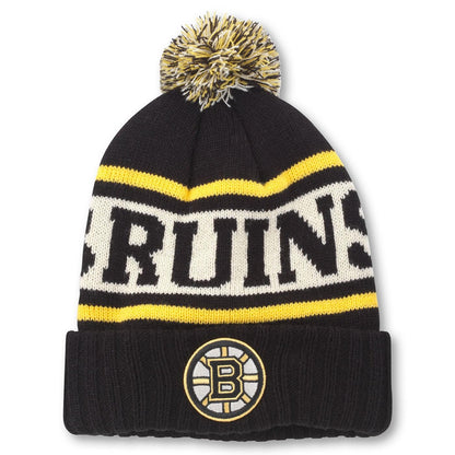 AMERICAN NEEDLE Boston Bruins NHL Pillow Line Knit Beanie Cap (23012A-BBR-BLIG)