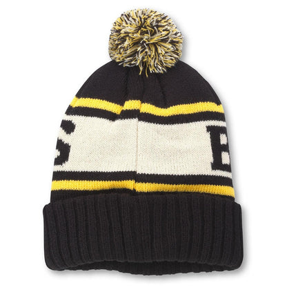 AMERICAN NEEDLE Boston Bruins NHL Pillow Line Knit Beanie Cap (23012A-BBR-BLIG)