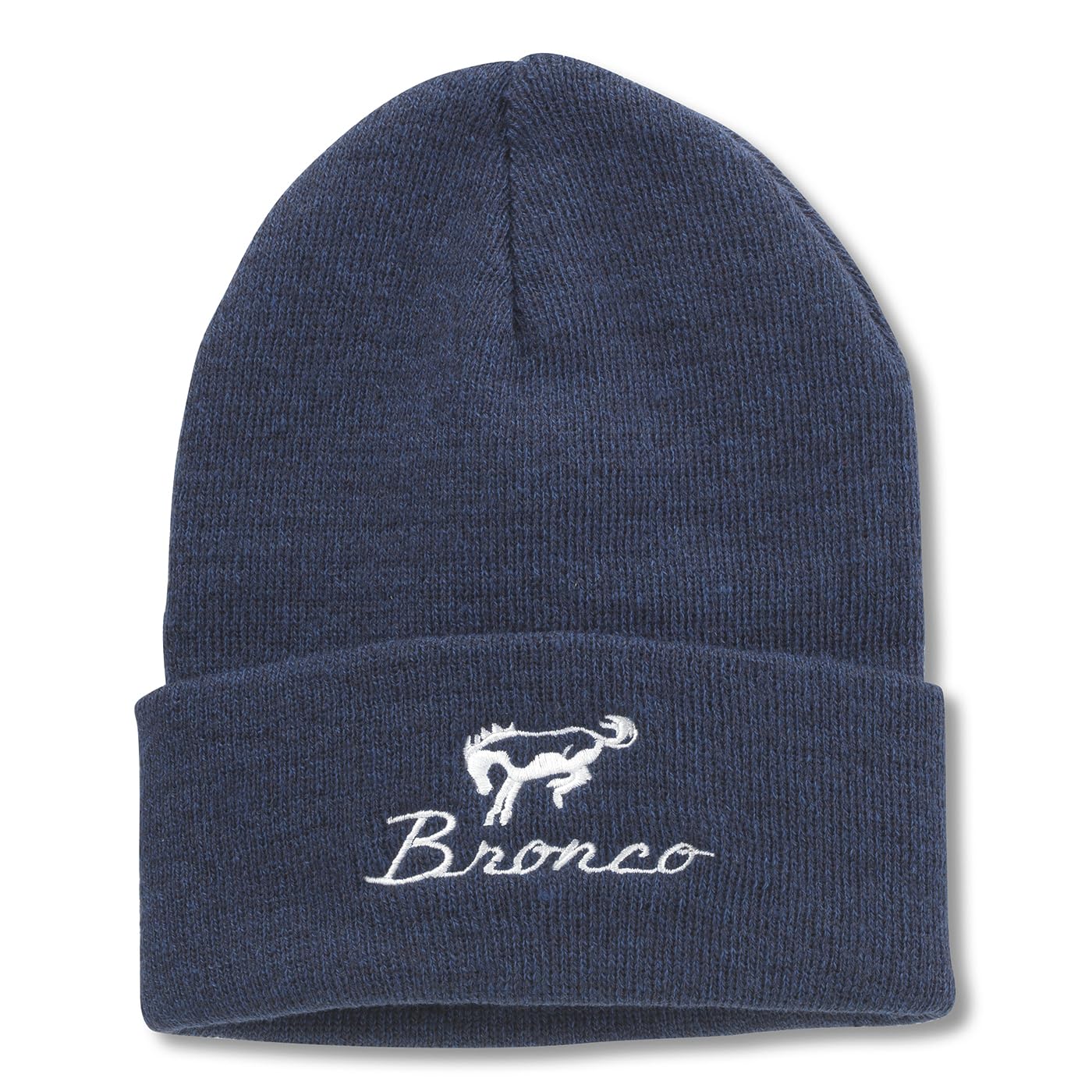 AMERICAN NEEDLE Ford Bronco Unisex Cuffed Beanie Warm Headwear, Terrain Knit Collection, Heathered Breaker Blue