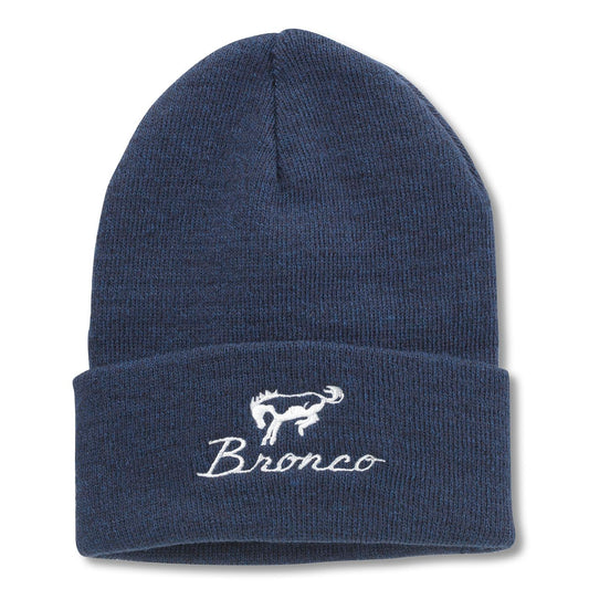 AMERICAN NEEDLE Ford Bronco Unisex Cuffed Beanie Warm Headwear, Terrain Knit Collection, Heathered Breaker Blue