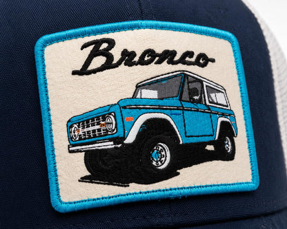 AMERICAN NEEDLE Ford Bronco Truck Adjustable Snapback Trucker Baseball Hat (42960A-BRONCO-INVY) Ivory/Navy