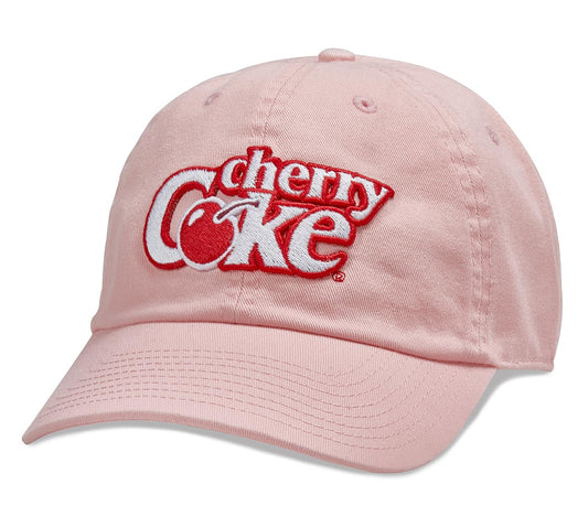AMERICAN NEEDLE Officially Licensed Coca-Cola Cherry Coke Ballpark Dad Hat, Pink/White, Strapback Adjustable, One Size, New